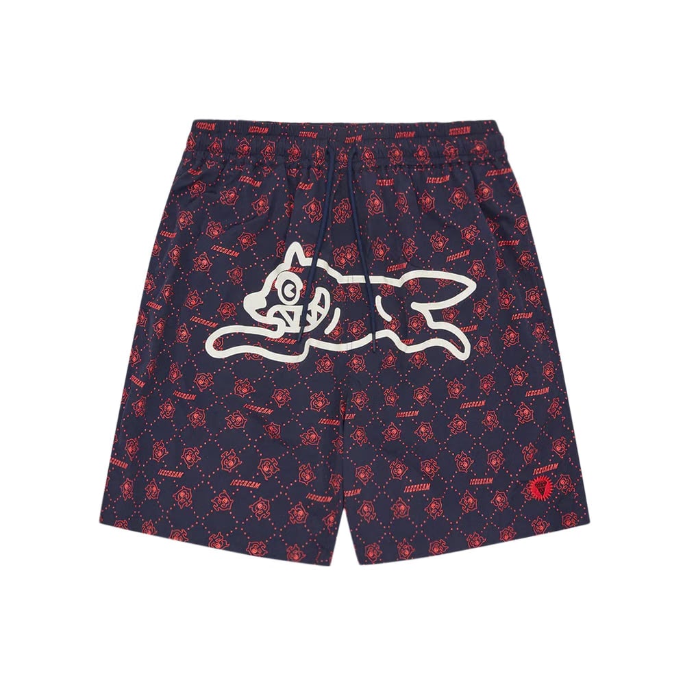 Icecream Monogram Running Dog Swim Shorts - Navy/Red