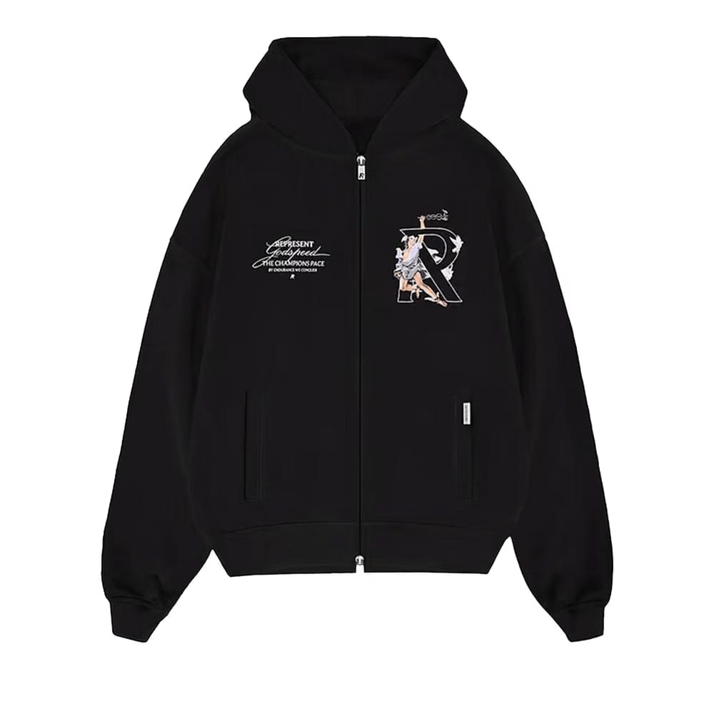 Represent Clo Hermes Zip Hoodie Jet Black