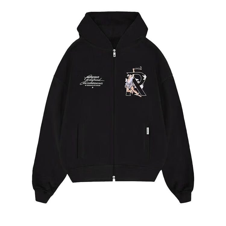 Represent Clo Hermes Zip Hoodie Jet Black