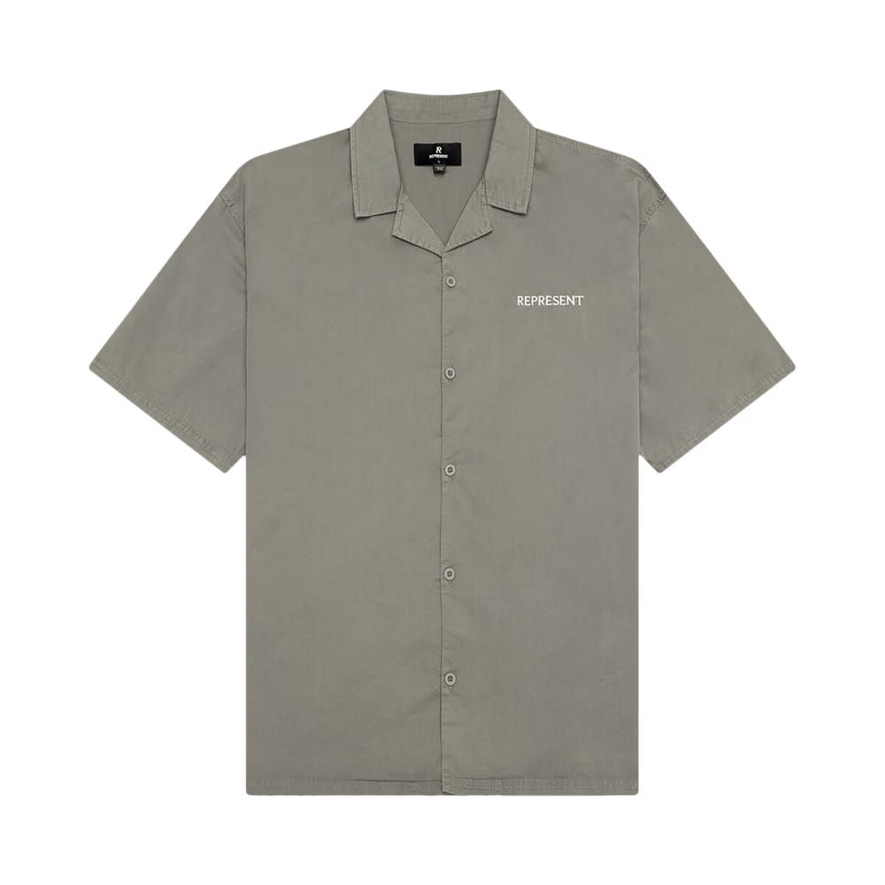 Represent Clo Script Camp Collar Shirt Washed Khaki