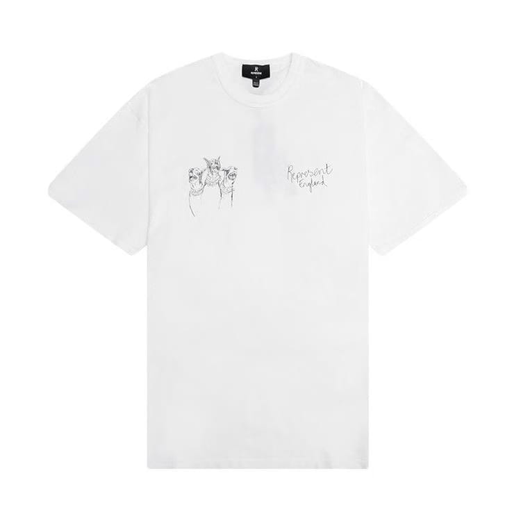 Represent Clo Hand Drawn Thoroughbred Dogs T-Shirt Washed Ecru