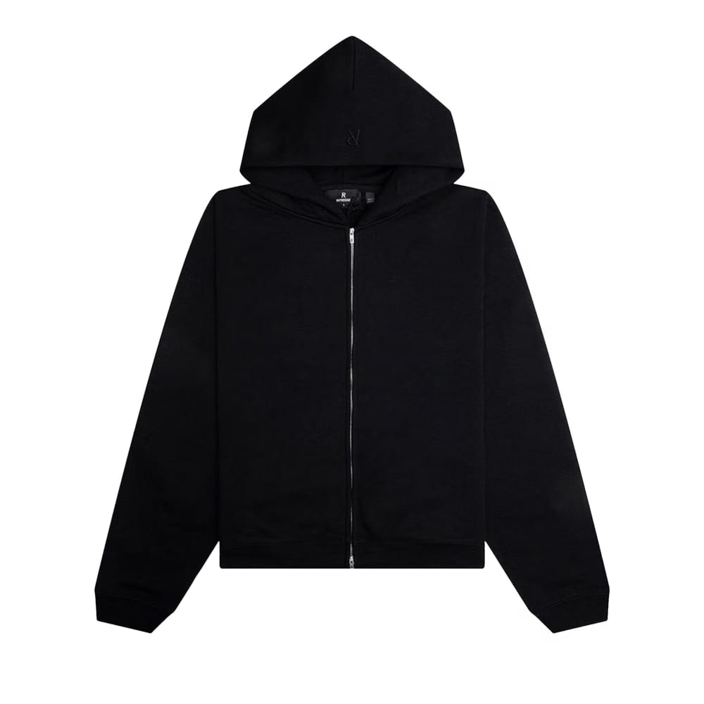 Represent Clo Initial Boxy Oversized Zip Through Hoodie Black