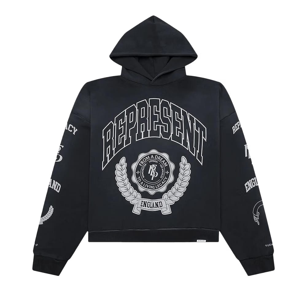 Represent Clo Legacy Crest Hoodie Stained Black