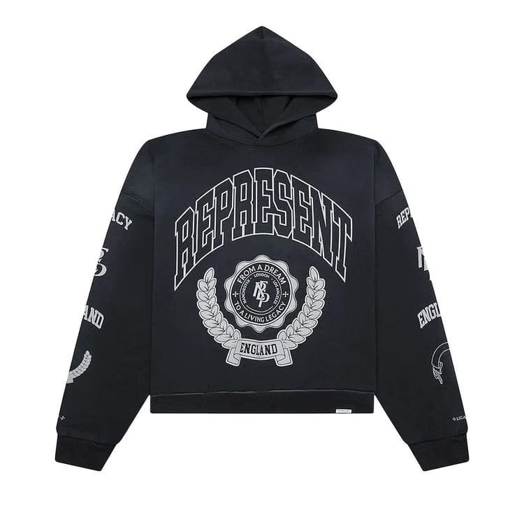 Represent Clo Legacy Crest Hoodie Stained Black