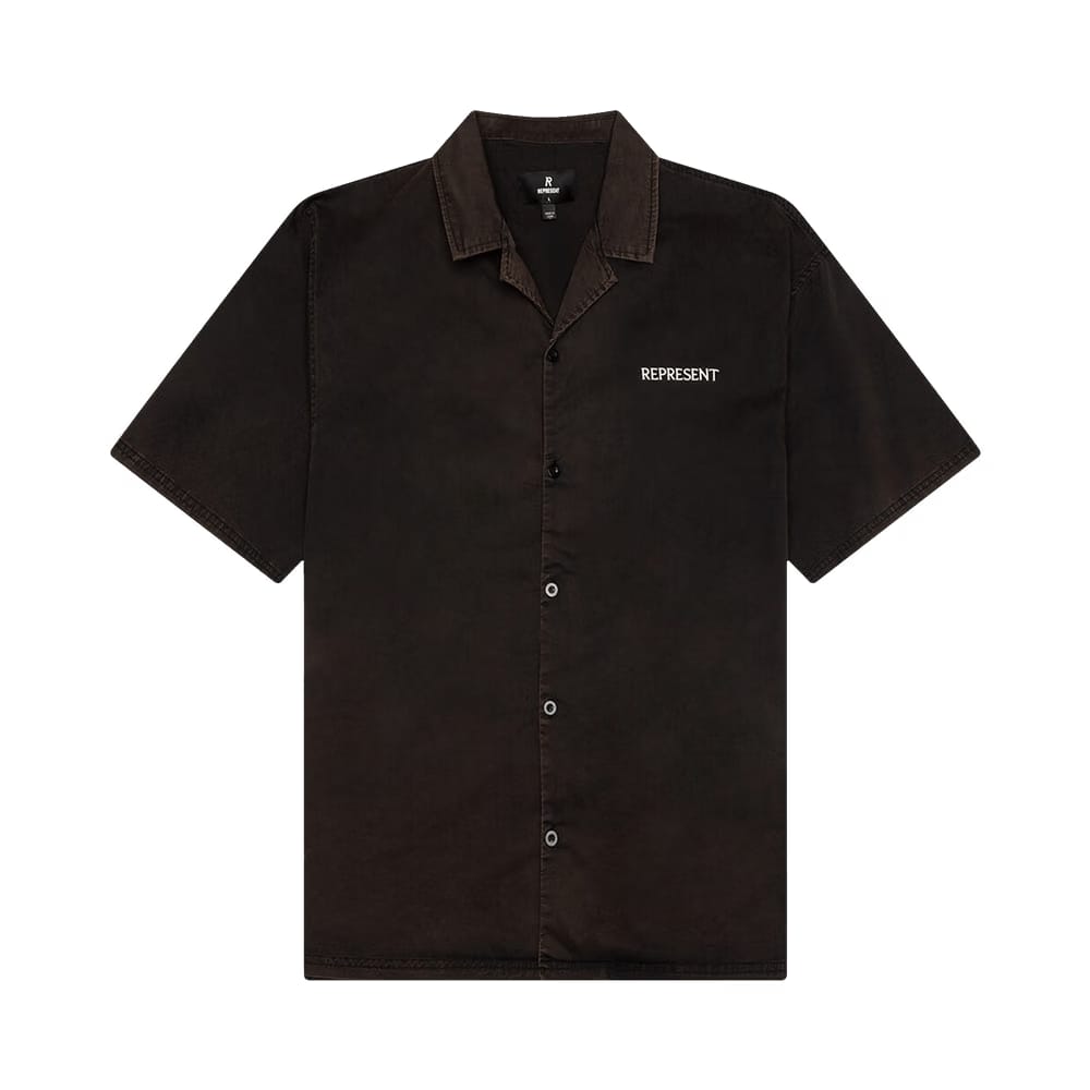 Represent Clo Script Camp Collar Shirt Jet Black