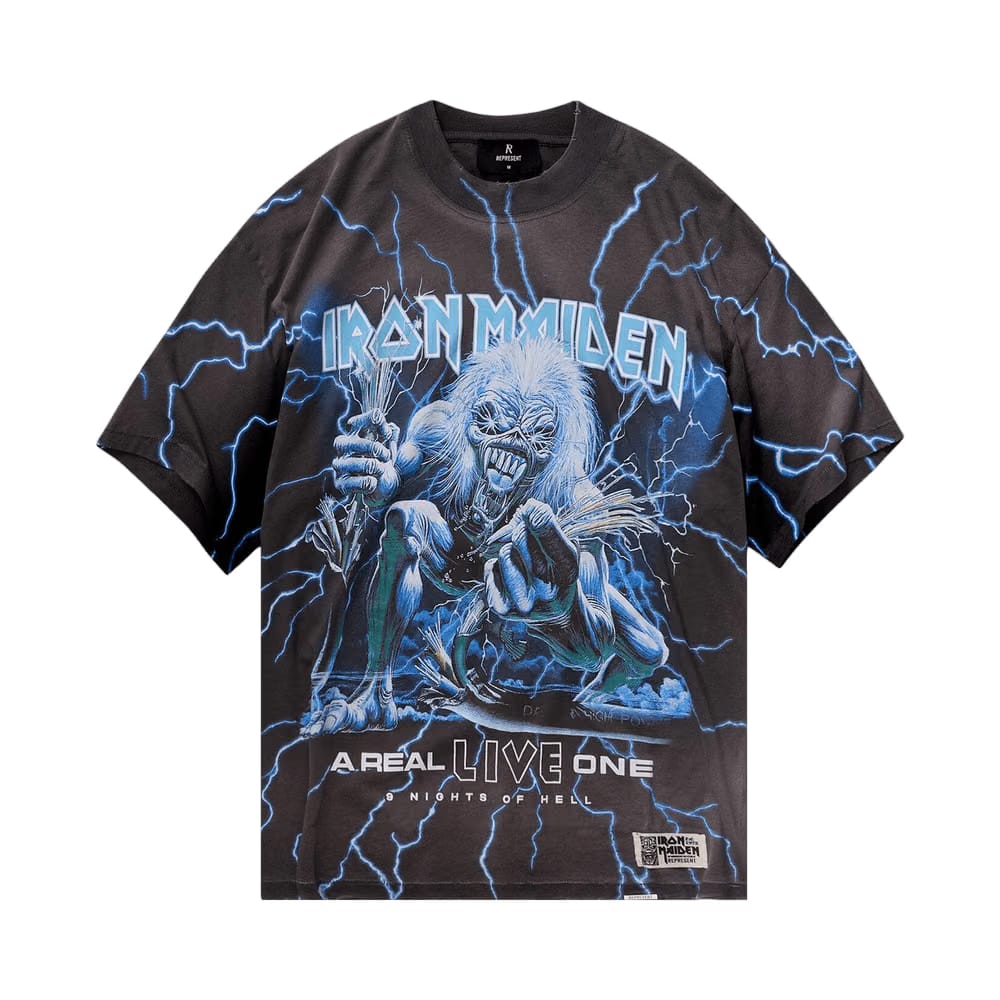 Represent Clo x Iron Maiden A Real Live One T-Shirt Sunfade Grey