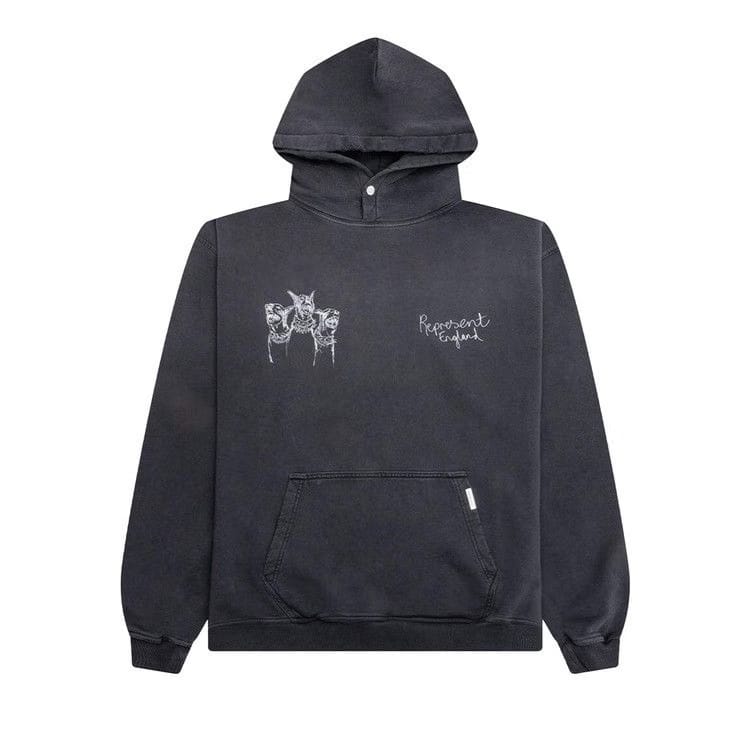 Represent Clo Hand Drawn Thoroughbred Dogs Hoodie Aged Black