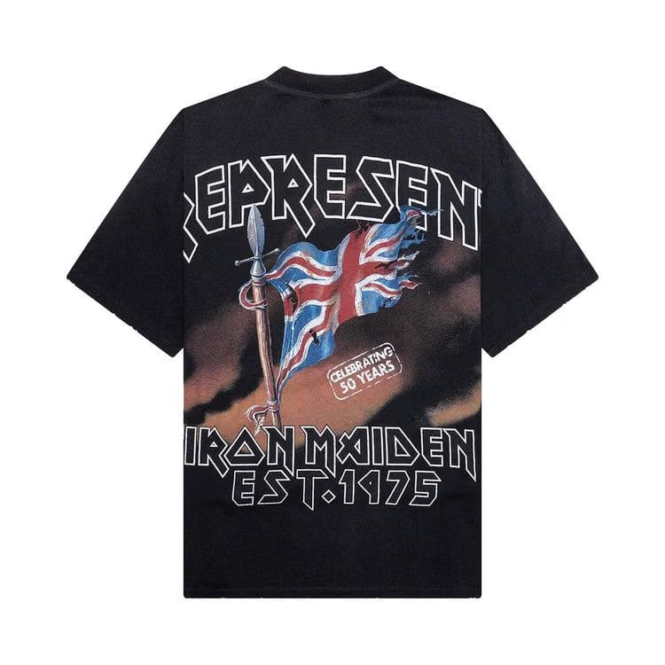 Represent Clo x Iron Maiden Steed T-Shirt Stained Black