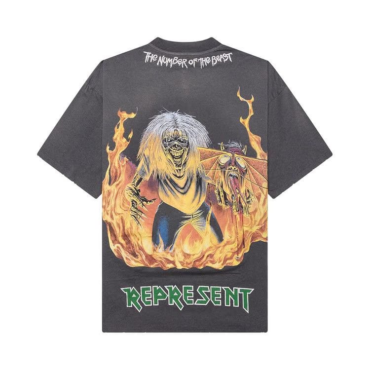 Represent Clo x Iron Maiden Number Of Beast T-Shirt Sunfade Grey