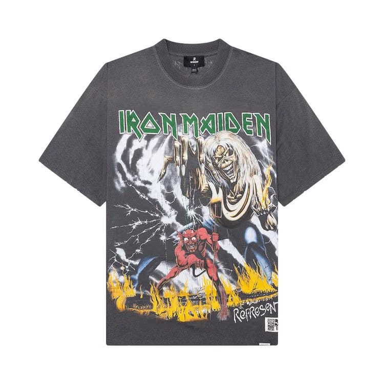 Represent Clo x Iron Maiden Number Of Beast T-Shirt Sunfade Grey