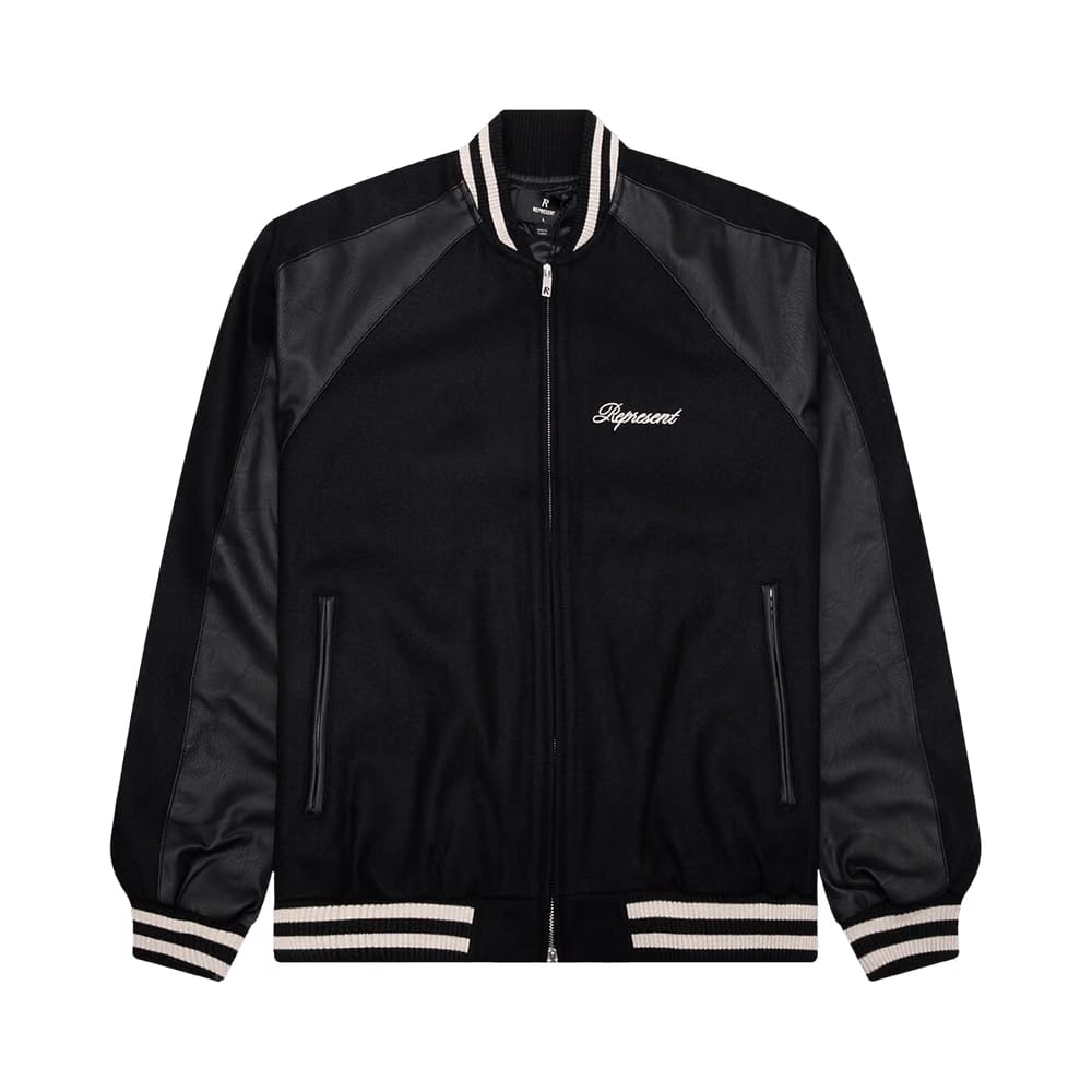 Represent Clo Raglan Varsity Jacket Black