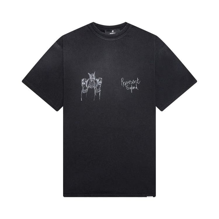 Represent Clo Hand Drawn Thoroughbred Dogs T-Shirt Aged Black