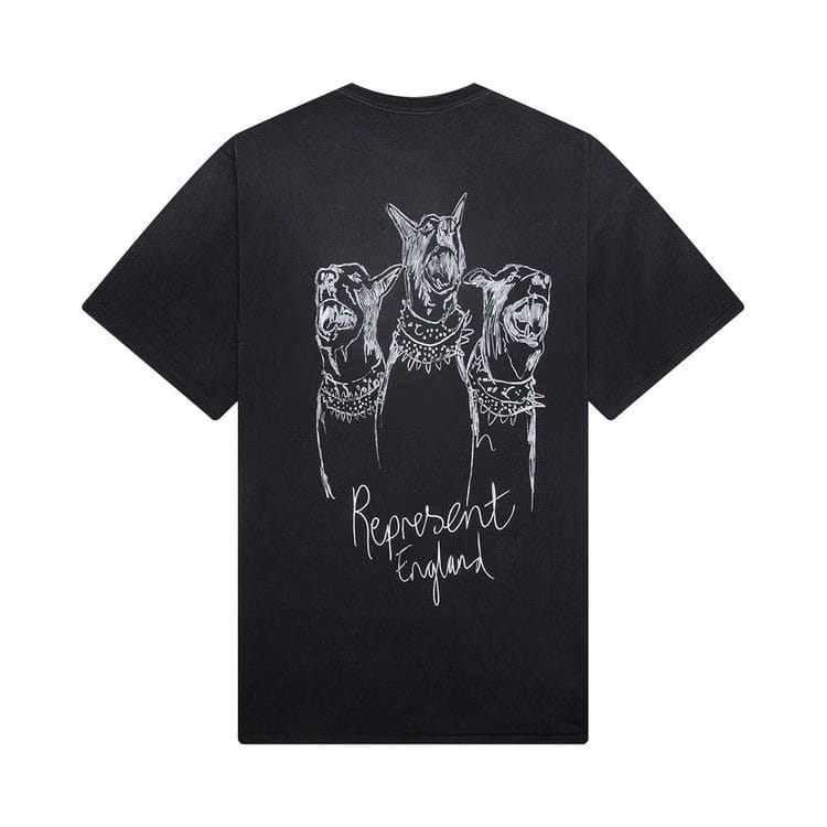 Represent Clo Hand Drawn Thoroughbred Dogs T-Shirt Aged Black
