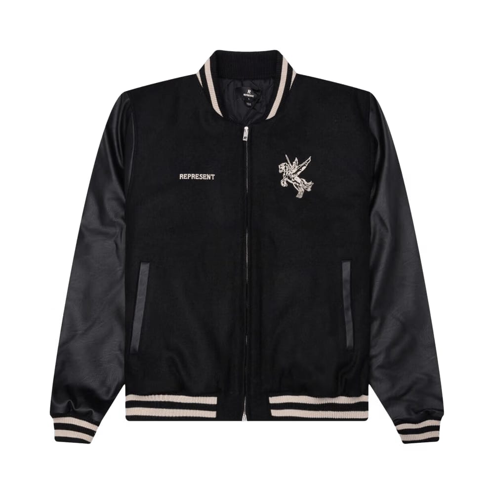 Represent Clo Mascot Wool Varsity Jacket Jet Black