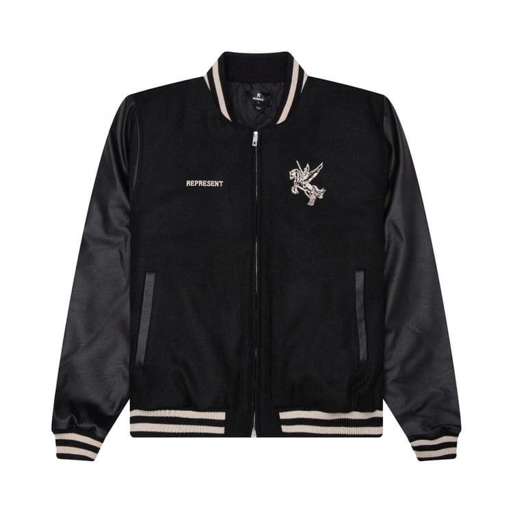 Represent Clo Mascot Wool Varsity Jacket Jet Black