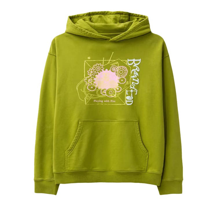 Brain Dead Playing With Fire Hoodie Olive