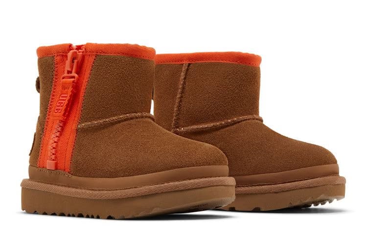 UGG Classic Mini Zipper Tape Logo Boot Toddler Chestnut