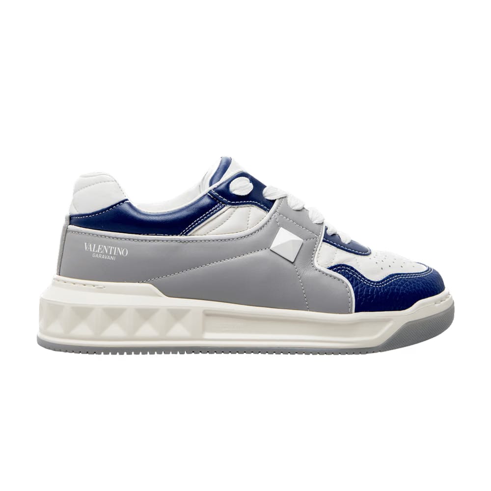 Valentino One Stud Low White Grey Blue