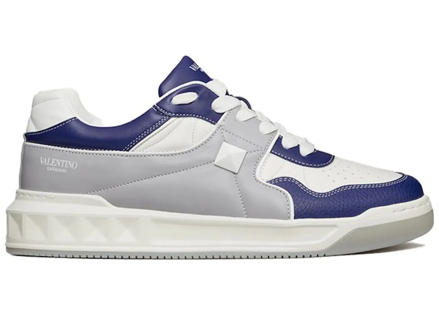 Valentino One Stud Low White Grey Blue