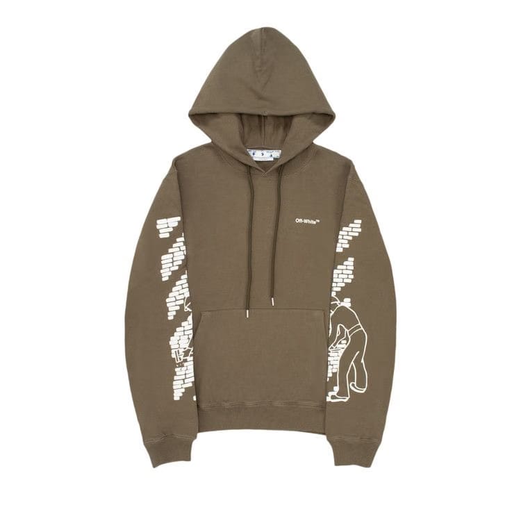 Off-White Bricks Slim Hoodie Army Green/White