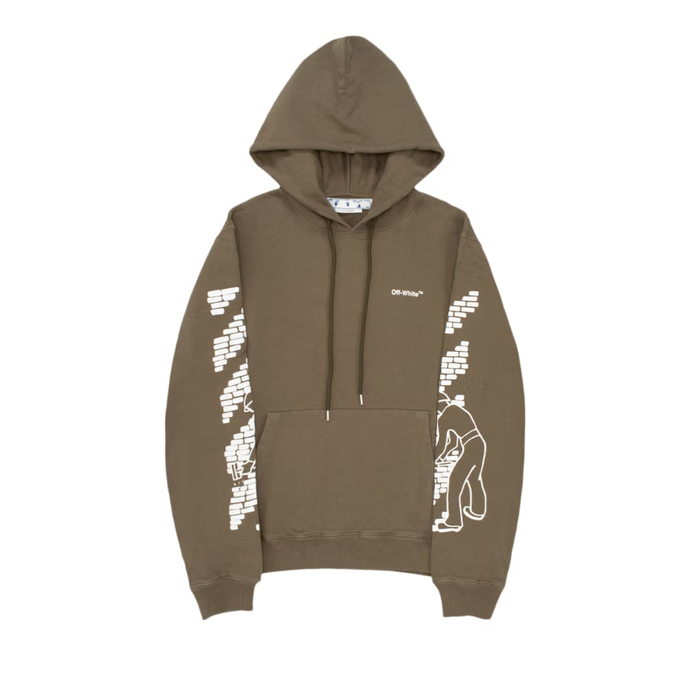 Off-White Bricks Slim Hoodie Army Green/White
