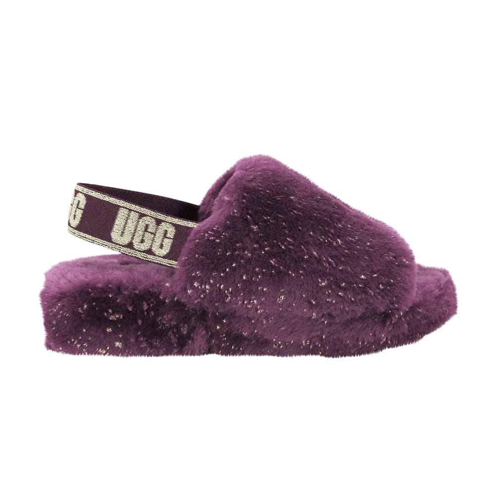 UGG Wmns Fluff Yeah Slide 'Metallic Sparkle - Pinot Noir'