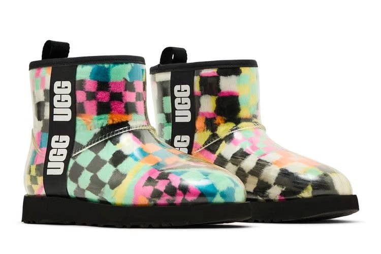 UGG Wmns Classic Clear Mini Boot 'Black Multi-Color Checkerboard'