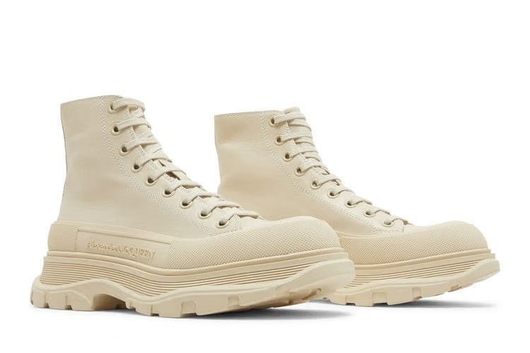 Alexander McQueen Tread Slick Boot Beige Leather
