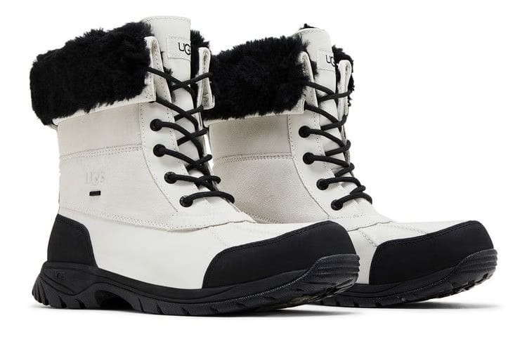 UGG Butte Waterproof Leather Snow Boot White Black