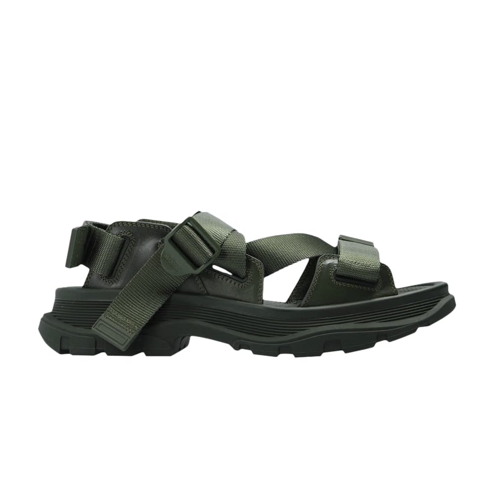 Alexander McQueen Strappy Leather Sport Sandal Khaki