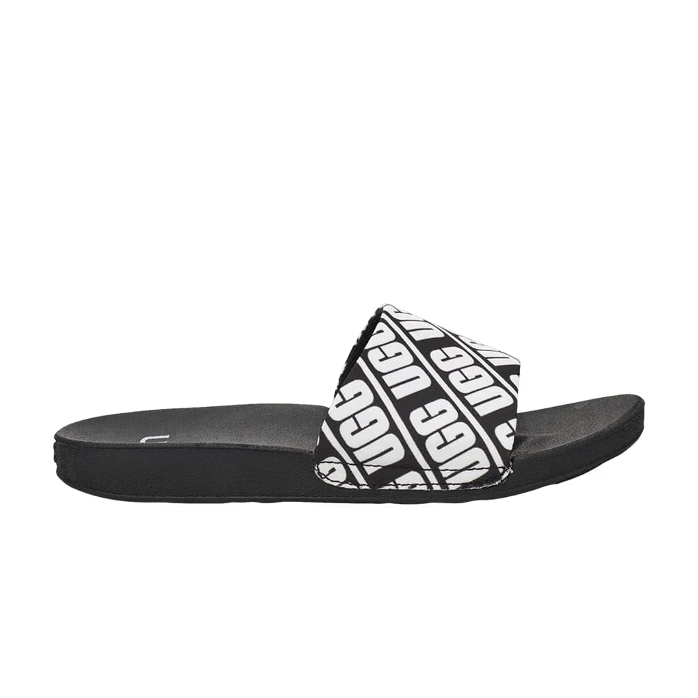 UGG Beach Slide Kids Repeat Graphic - Black White