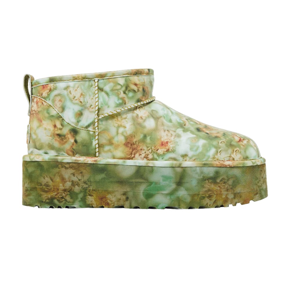 Collina Strada x UGG Classic Ultra Mini Platform Boot Green Floral