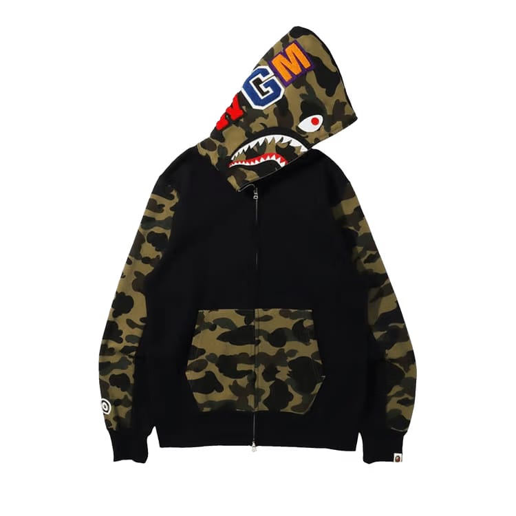 BAPE 1st Camo Shark Full Zip Hoodie Black