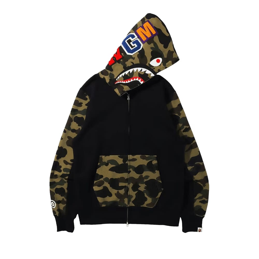 BAPE 1st Camo Shark Full Zip Hoodie Black