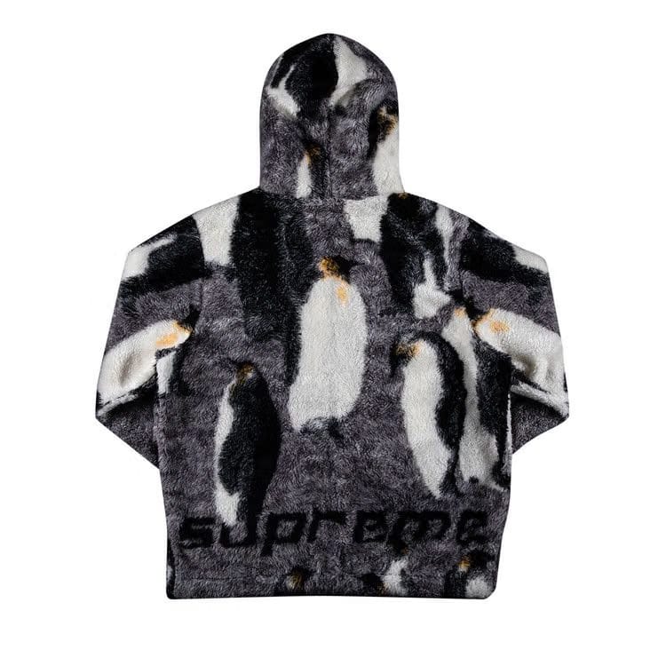 Supreme Penguins Hooded Fleece Jacket Black