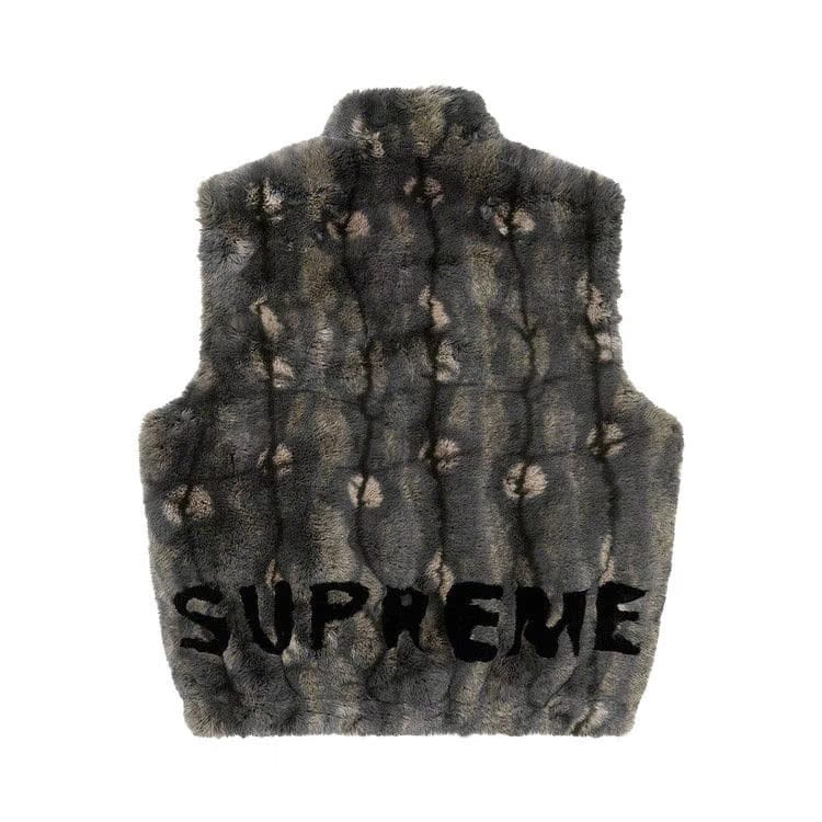 Supreme Faux Fur Hooded Vest Black