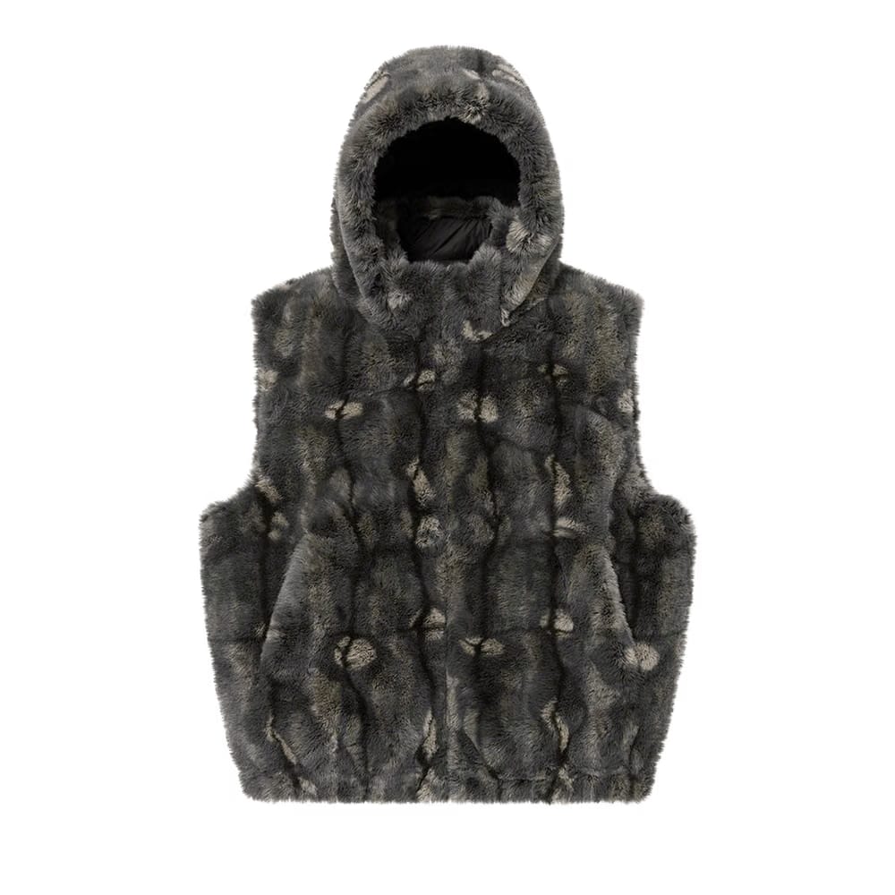 Supreme Faux Fur Hooded Vest Black