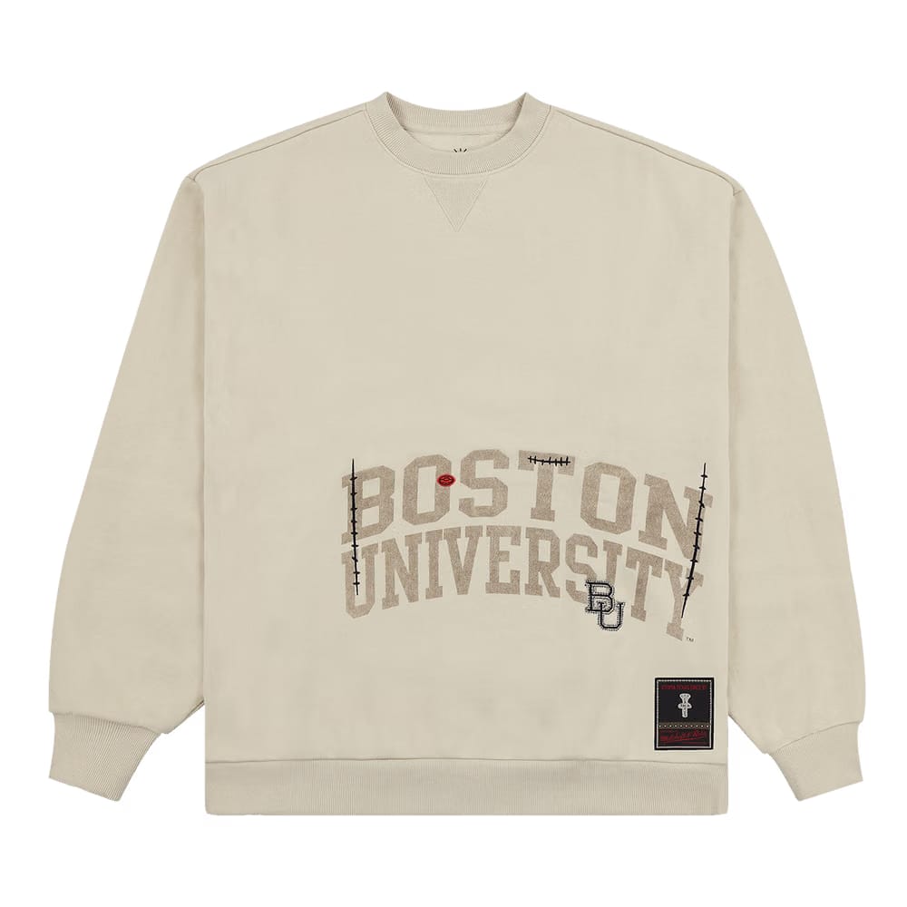 Cactus Jack by Travis Scott x Mitchell & Ness Boston University Crewneck Tan