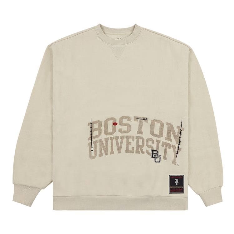Cactus Jack by Travis Scott x Mitchell & Ness Boston University Crewneck Tan