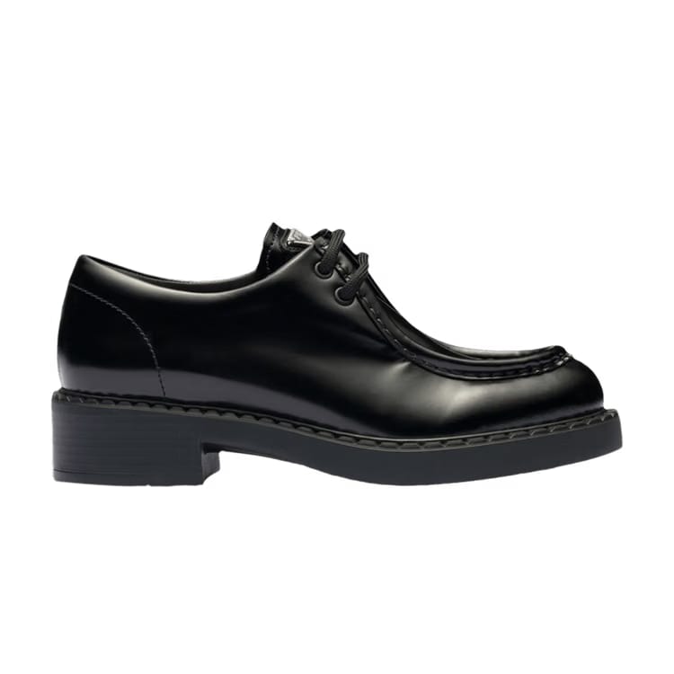 Prada Wmns Brushed Leather Lace-Up 'Black'