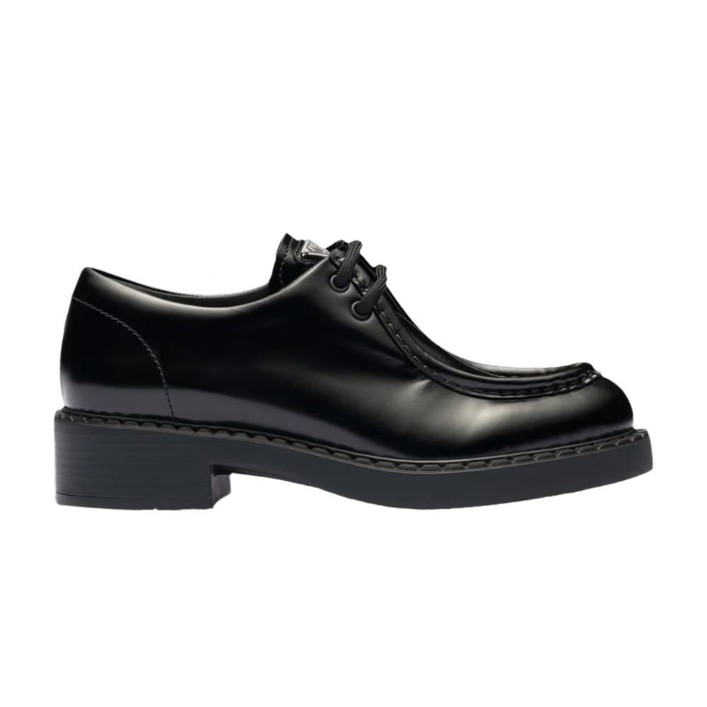 Prada Wmns Brushed Leather Lace-Up 'Black'