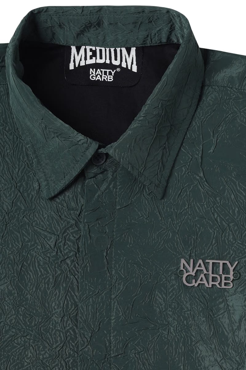 CRINKLED BOTTLE GREEN SHIRT