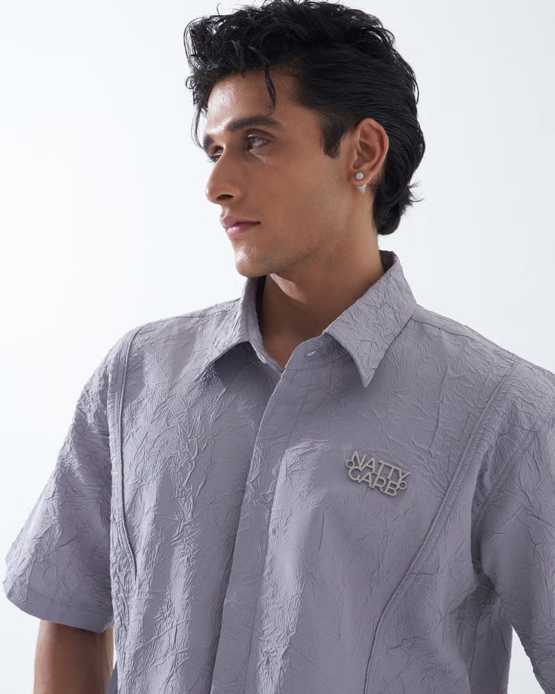 CRINKLED LIGHT GREY SHIRT