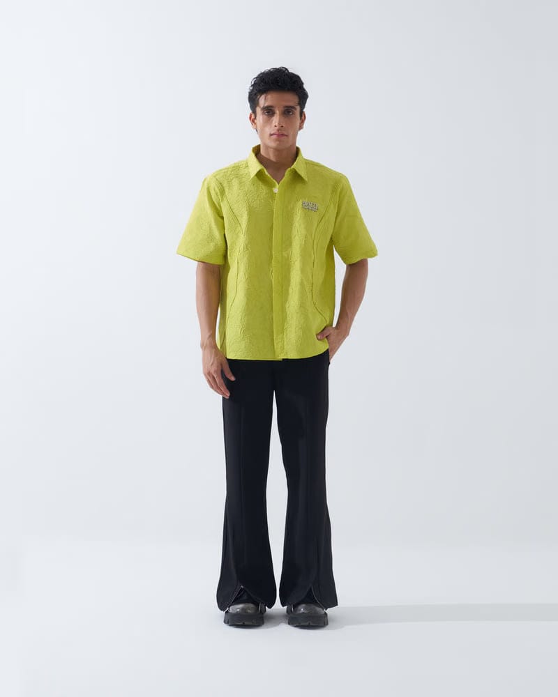 CRINKLED NEON GREEN SHIRT