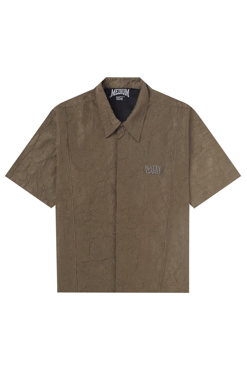 CRINKLED OLIVE GREEN SHIRT
