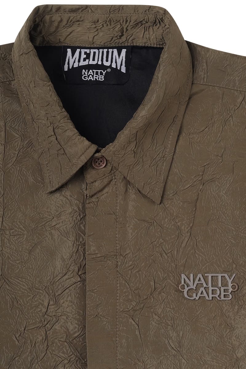CRINKLED OLIVE GREEN SHIRT