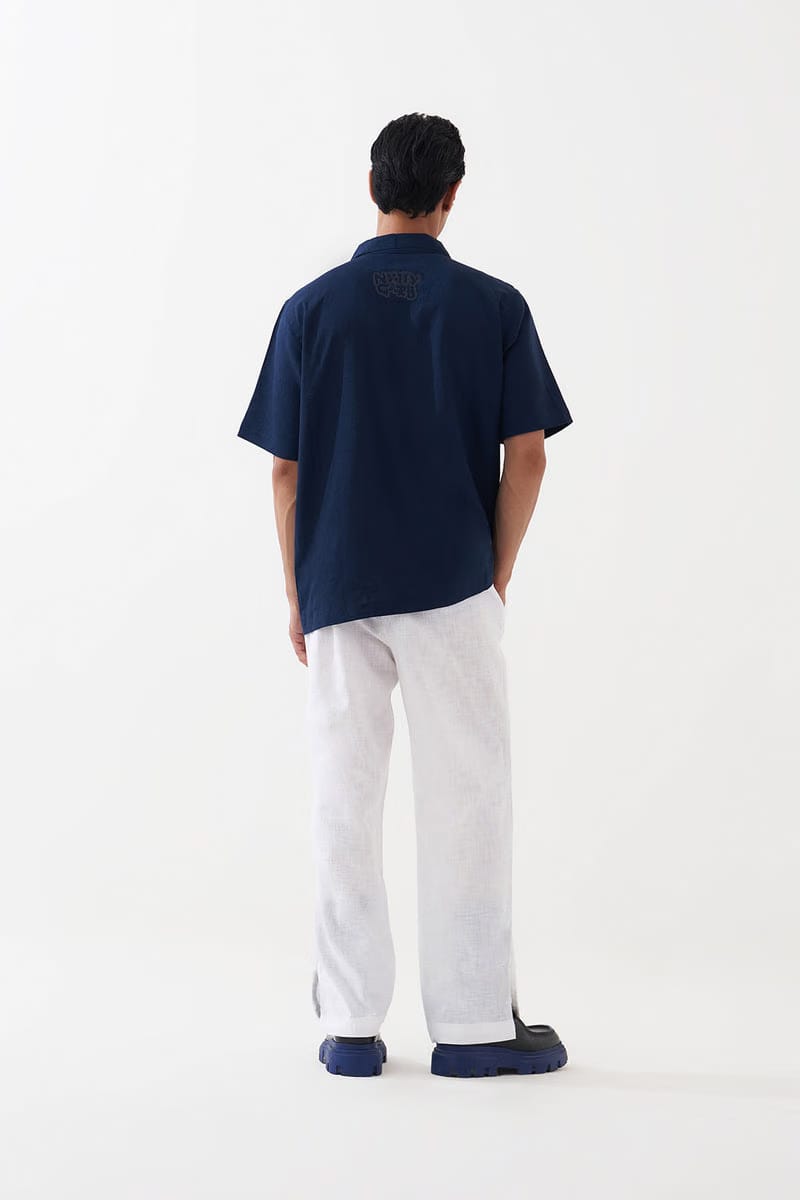 CROCHET POCKET LINEN SHIRT