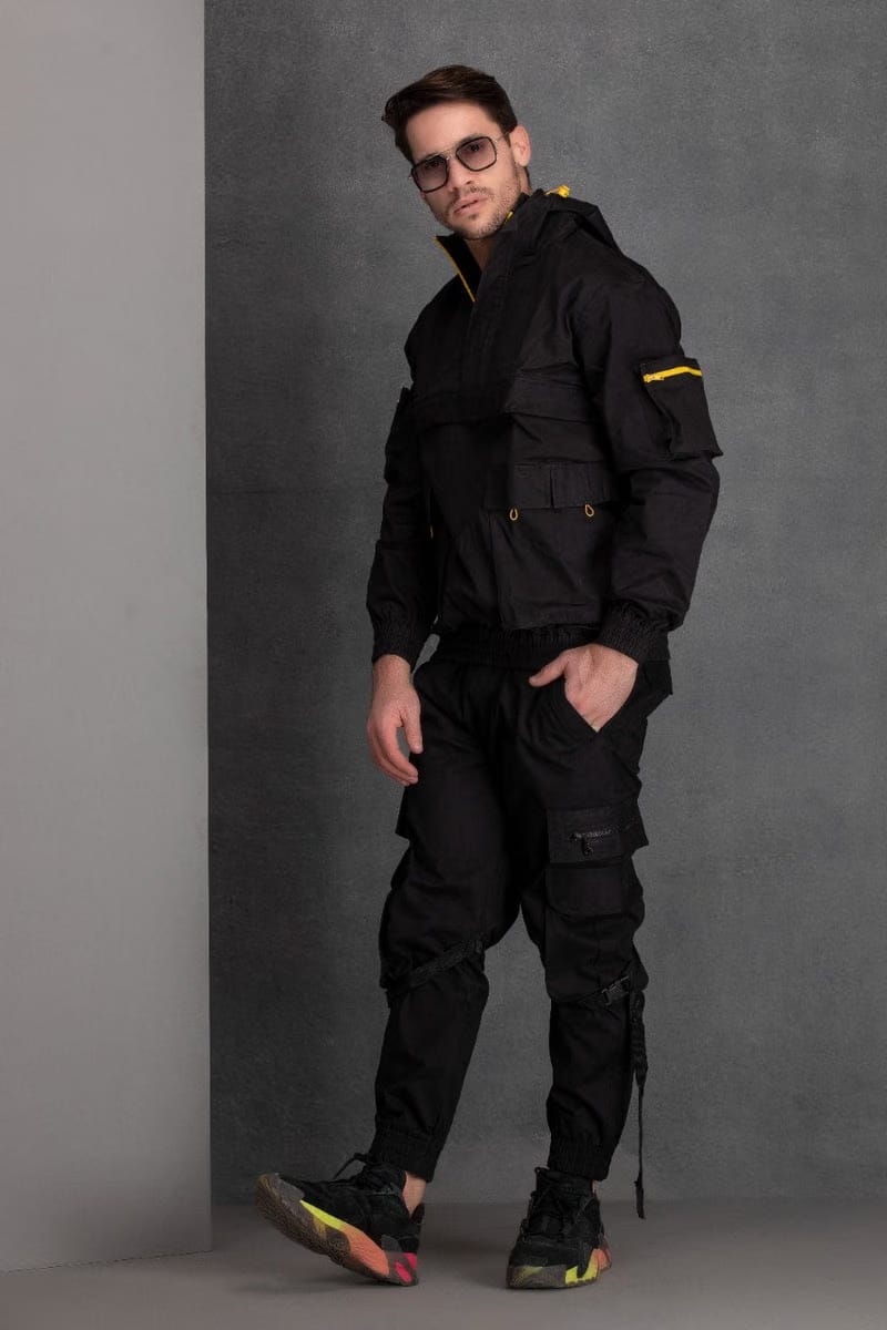 Black Multi Utility Pocket Jacket Co-Ord set