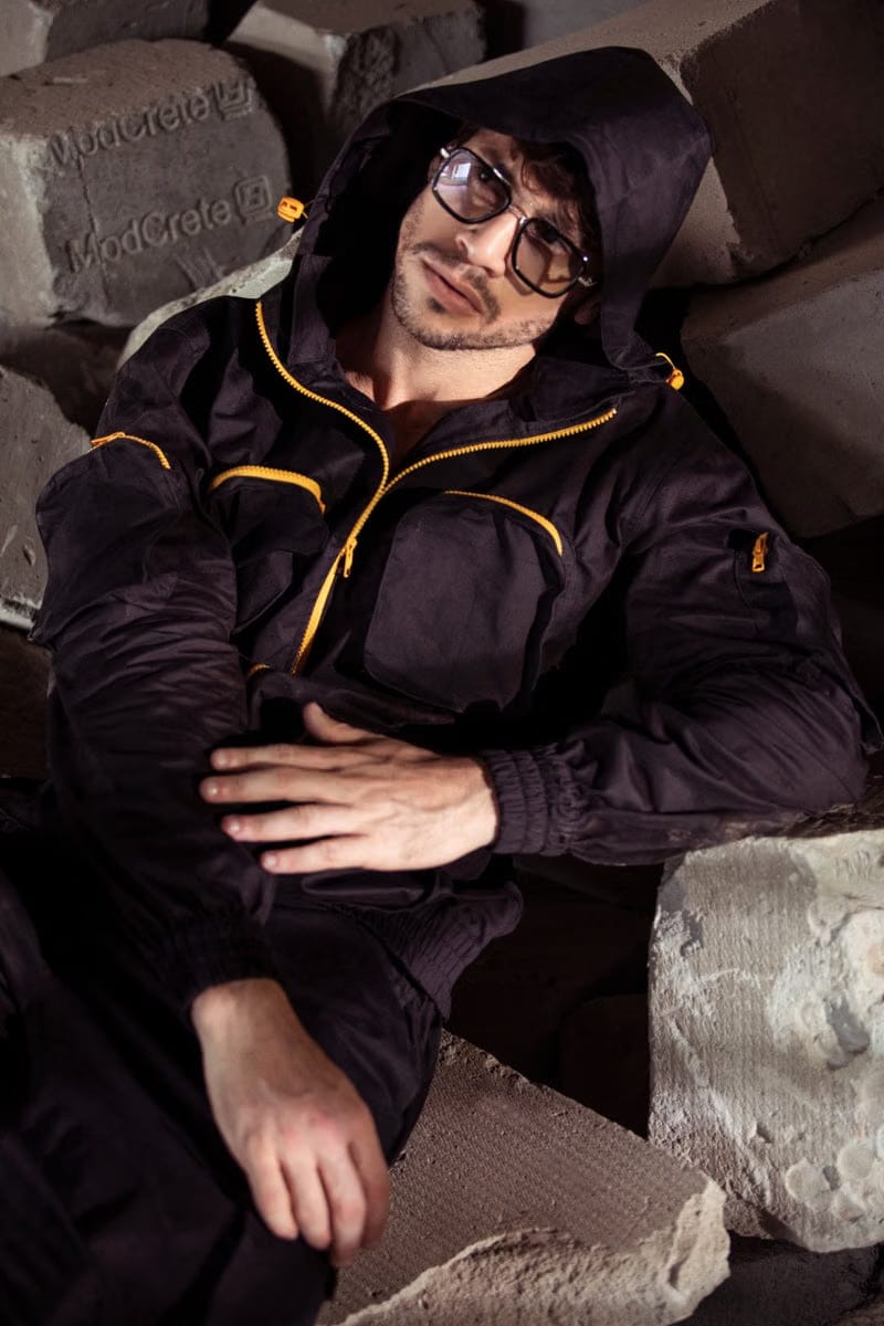 Black Multi Utility Pocket Zipper Jacket