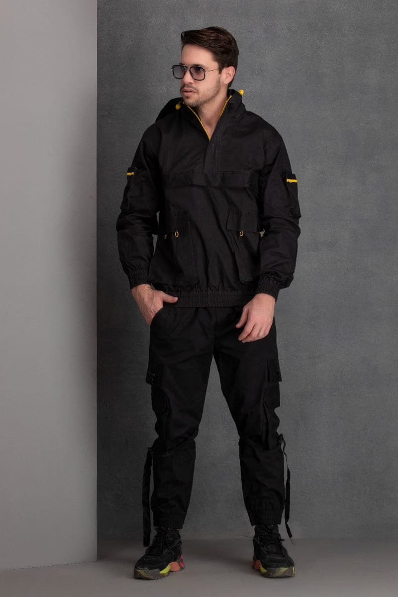 Black multi-utility joggers men
